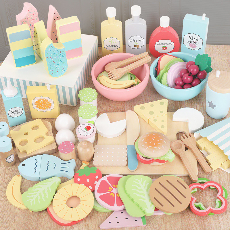 Kids Outdoor Mud Kitchen Accessories - Wooden Pretend Play Food Kitchen Toys