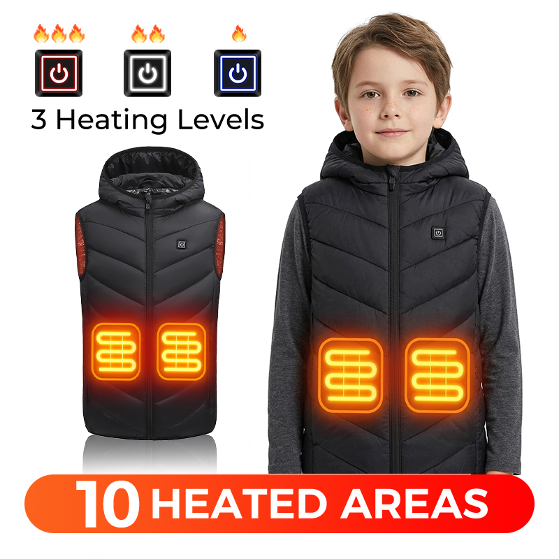 Kids Outdoor Zone - Kids Heated Vest 10 Zones Hooded