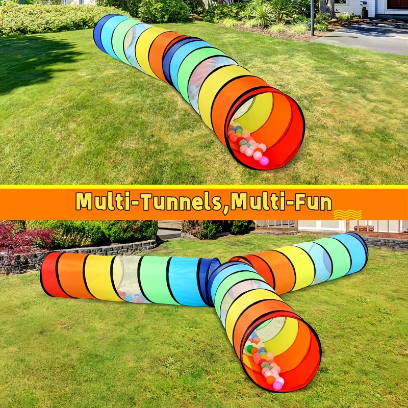 Outdoor Tent Playhouse - Colorful Crawl Tunnel Breathable Mesh Indoor