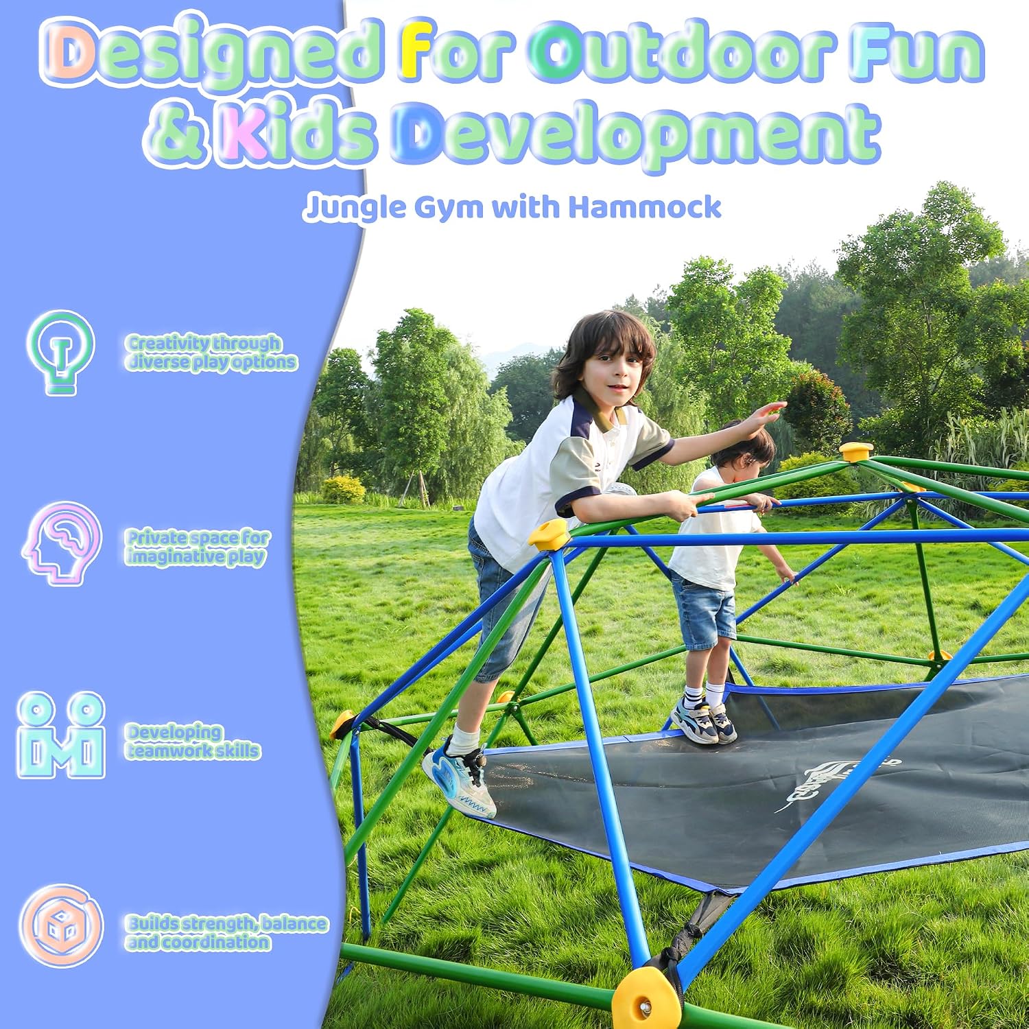 10FT Climbing Dome with Hammoc - Kids Outdoor Dome Climber review and price
